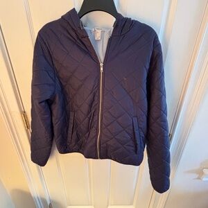 Forever 21 Dark Navy Quilted Hooded Puffer Jacket